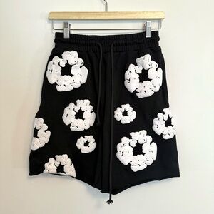 Denim Tears The Cotton Wreath Black White Drawstring Shorts